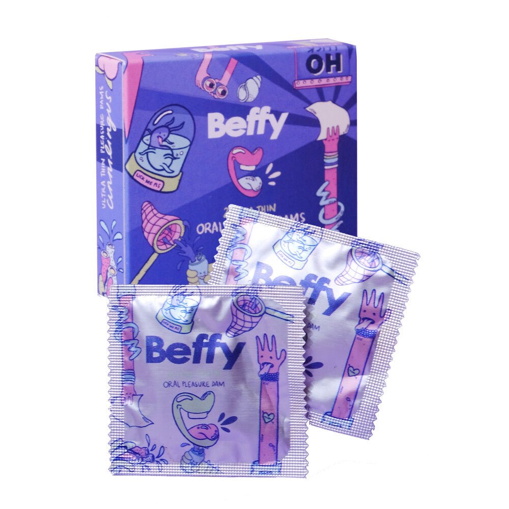 Beffy Ultra Thin Clear Oral Pleasure Dams 2 Pack - Pink Bunny