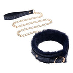 Sportsheets Cougar Royal Blue Faux Fur Collar and Gold Leash - Pink Bunny